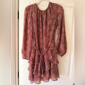 Express Red and White Long Sleeve Dress